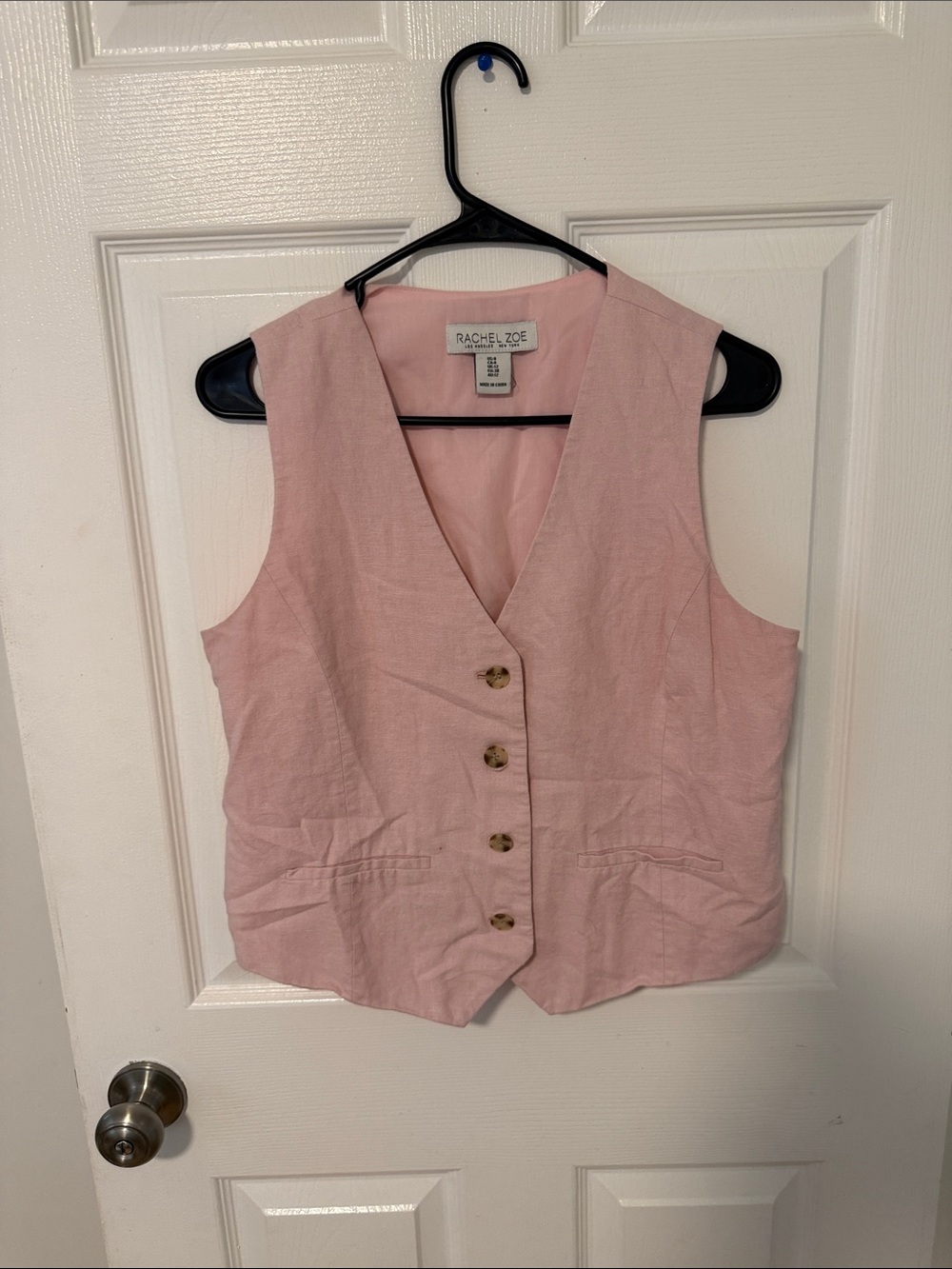 Rachel Zoe Dusty Pink Linen-Blend Vest